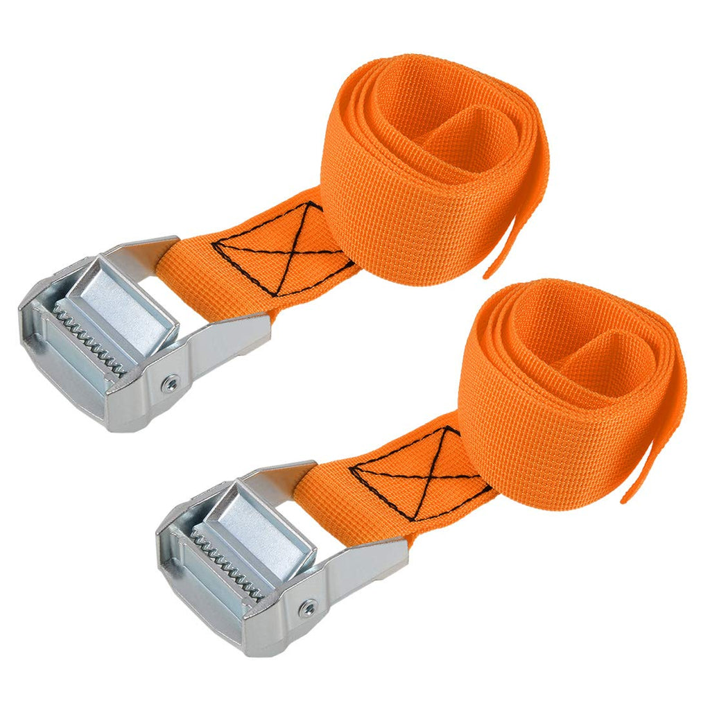  [AUSTRALIA] - uxcell Cam Buckle Tie Down Lashing Strap 0.8Mx38mm 500Kg Load Cap Polypropylene for Moving Cargo, Orange, Pack of 2