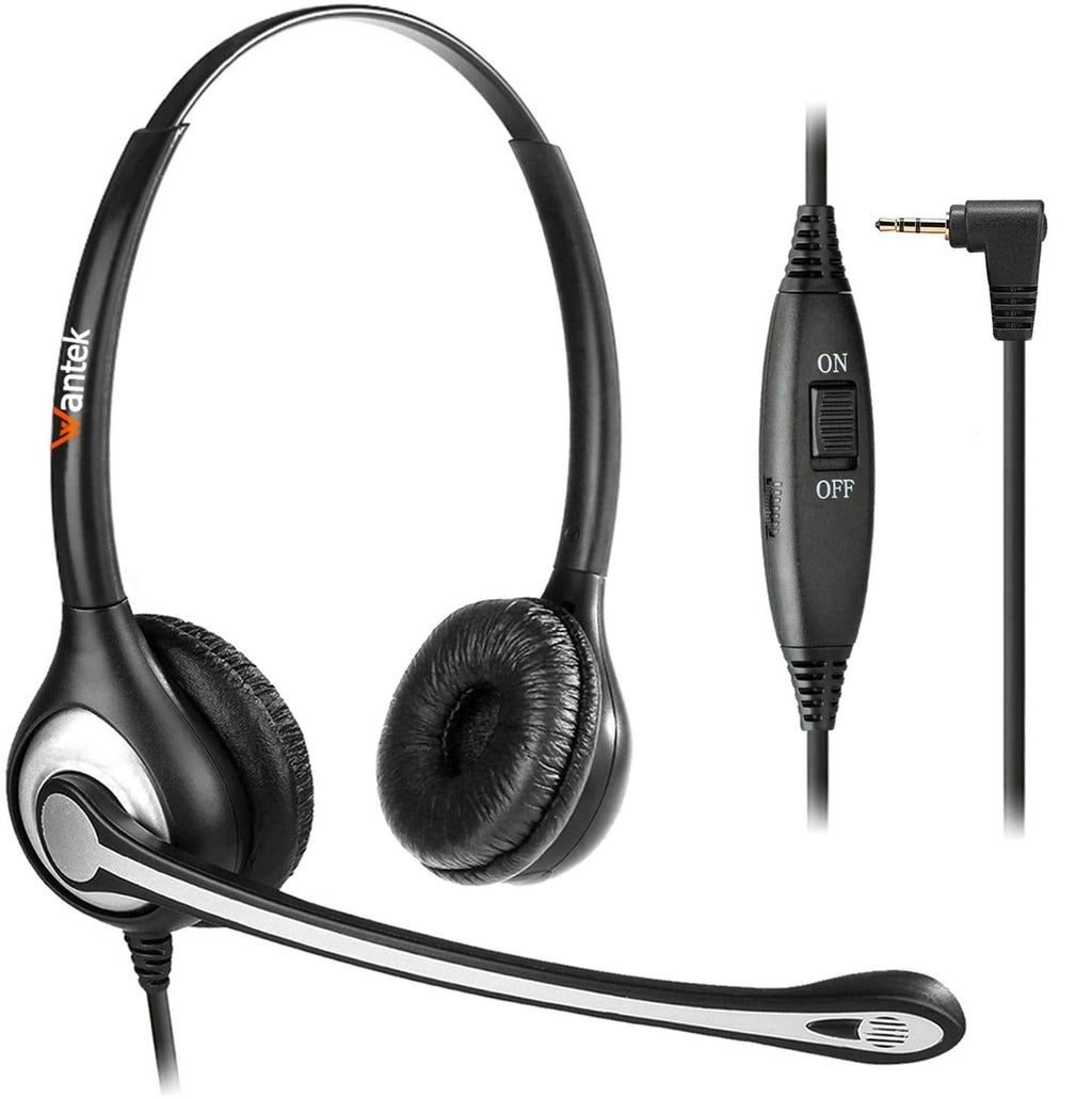  [AUSTRALIA] - Phone Headset with Microphone Noise Cancelling & Volume Controls, 2.5mm Telephone Headset Compatible with Polycom Panasonic AT&T Vtech Uniden Office Cordless Phones, Clear Chat, Ultra Comfort,Binaural Binaural