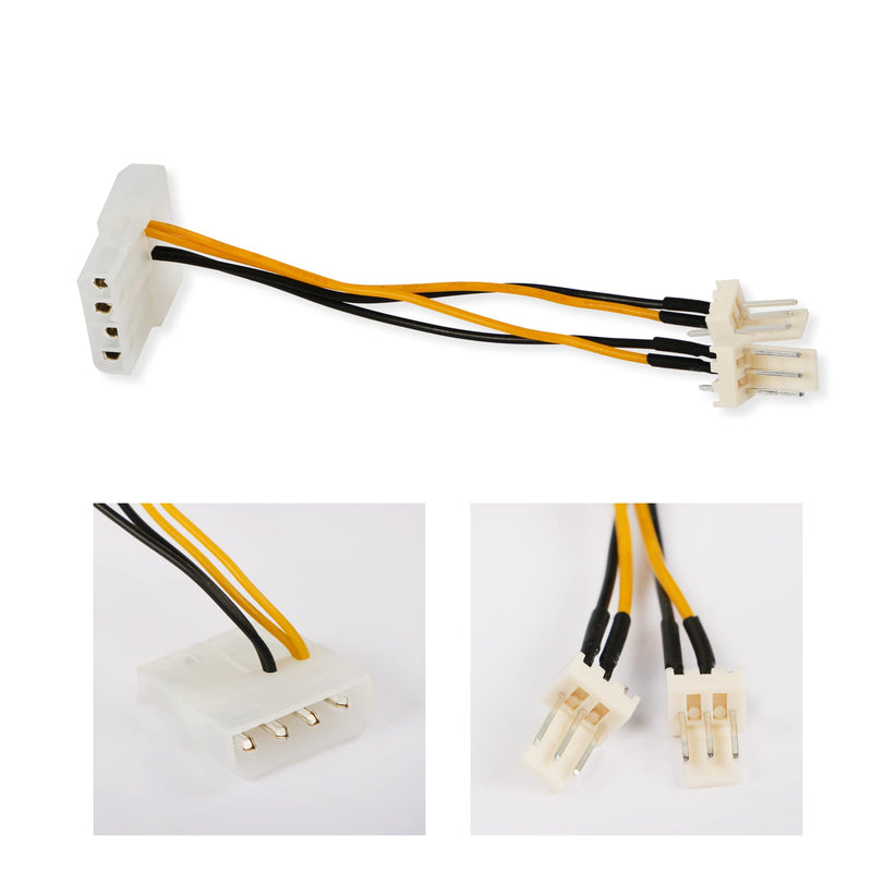  [AUSTRALIA] - PNGKNYOCN 3-Pin Fan to 4-Pin Molex Pass-Through Power Adapter Cable, 4-pin Molex/IDE to 3 Pin CPU Fan Power Cable（2-Pack）