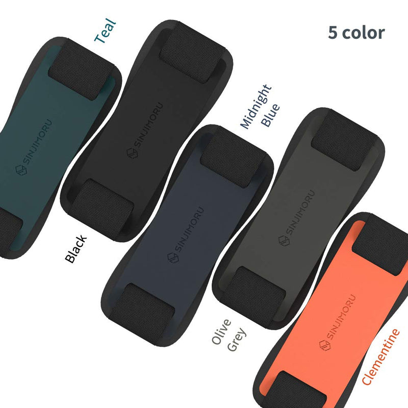  [AUSTRALIA] - Sinjimoru Silicone Mobile Phone Grip with Stand, Cell Phone Stand for Desk & Secure iPhone Holder Strap for All Smartphone. Sinji Grip Silicone Black