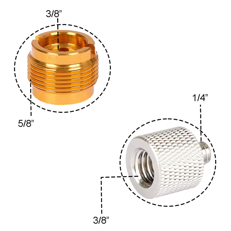  [AUSTRALIA] - YUZUHOME Thread Adapter Microphone Stand 1/4"-16 Female To 3/8"-20 Male For Camera Monitor, Mount Avatar, Qr Plate,5/8" To 3/8" Adapter, Microphone Stand Adapter To Tripod Adapter, 2 Grain.