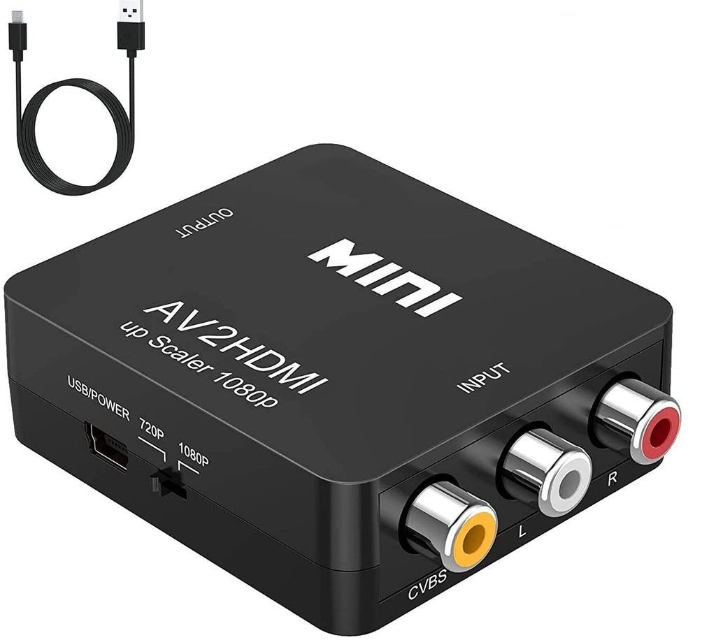  [AUSTRALIA] - BD&M AV to HDMI Converter, RCA to HDMI, 1080P Mini RCA Composite CVBS Video Audio Converter Adapter Support PAL/NTSC for TV/PC/ PS3/ STB/Xbox VHS/VCR/Blue-Ray DVD Players - Black