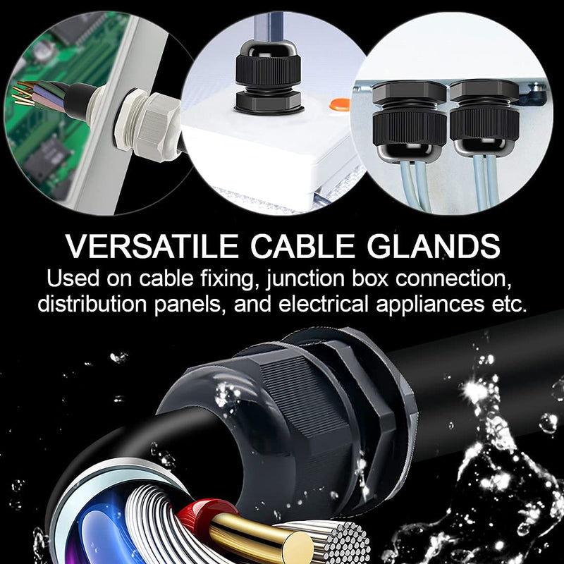  [AUSTRALIA] - LeMotech 5 Pack NPT 1" Cable Glands Waterproof Adjustable 18-25mm Cable Connectors Black Nylon Joints with Gaskets 1inch 5-pack