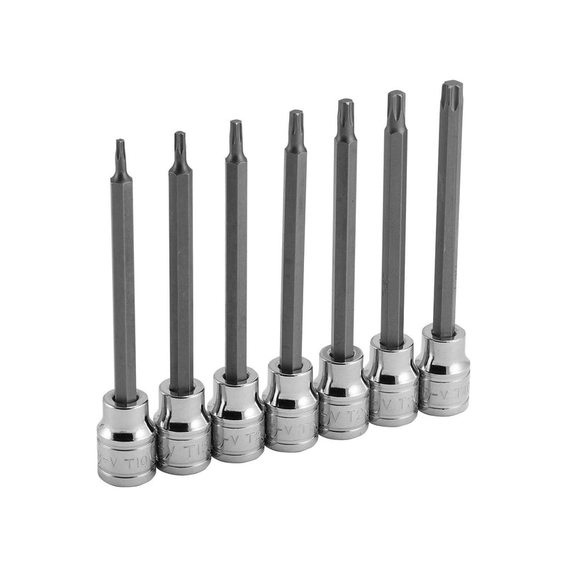  [AUSTRALIA] - Neiko 10080A 3/8-Inch Drive Extra Long Torx Star Bit Socket Set, 7 Piece | T10-T40 Standard