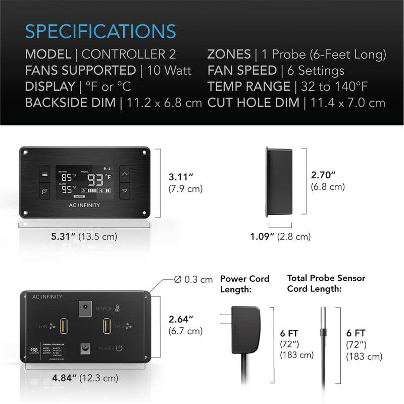  [AUSTRALIA] - AC Infinity AIRPLATE S9, Quiet Cooling Fan System 18" with Speed Control, for Home Theater AV Cabinet Cooling