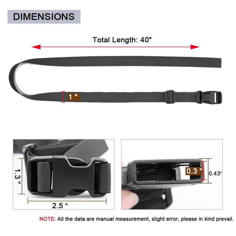  [AUSTRALIA] - MAGARROW 40" 60" Strap Buckle Packing Straps Adjustable 1-Inch Belt 1" Wide - 60" Long Black (10-Pack)