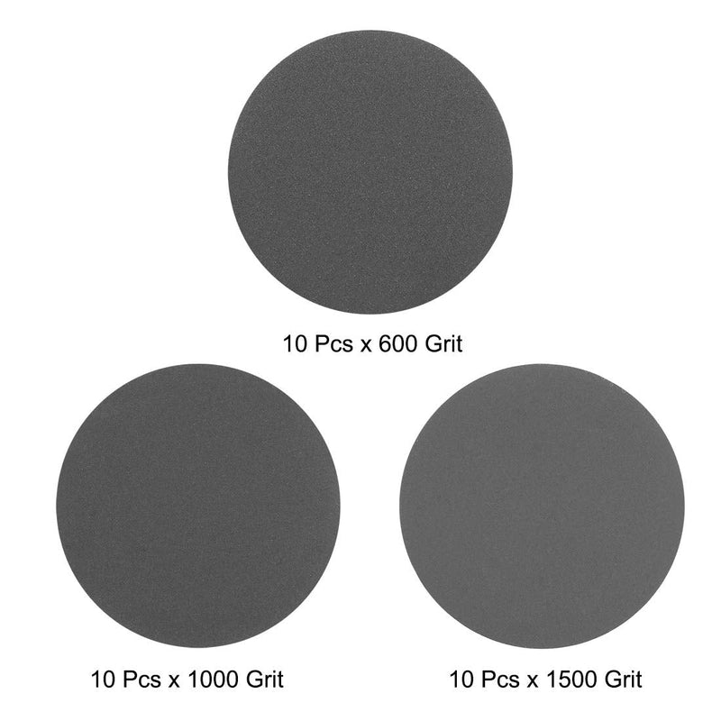  [AUSTRALIA] - uxcell 2" Hook and Loop Sanding Disc 600/1000/1500 Grit Assorted Silicon Carbide Sandpaper for Random Orbit Sander Wet/Dry Polishing 30Pcs