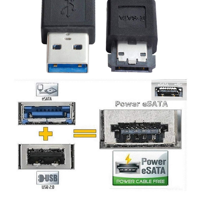  [AUSTRALIA] - chenyang CY USB 3.0 to eSATA Adapter USB to HDD/SSD/ODD Converter eSATA to USB Cable USB3.0-A to Power-ESATA