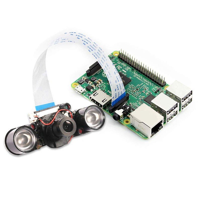  [AUSTRALIA] - DORHEA Raspberry Pi 4 Camera Module Automatic IR-Cut Sensor Day/Night Vision Video Webcam HD 5MP 1080P OV5647 Adjustable Focus with IR Sensor LED Light for Raspberry Pi 3 B+ 4B 2 Model B/B+ / A/A+ module+led