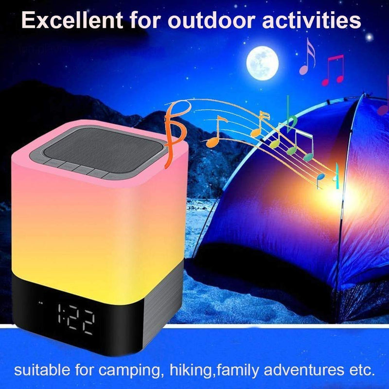  [AUSTRALIA] - Night Lights Bluetooth Speaker, Alarm Clock Bluetooth Speaker Touch Sensor Bedside Lamp Dimmable Multi-Color Changing Bedside Lamp, MP3 Player, Wireless Speaker with Lights