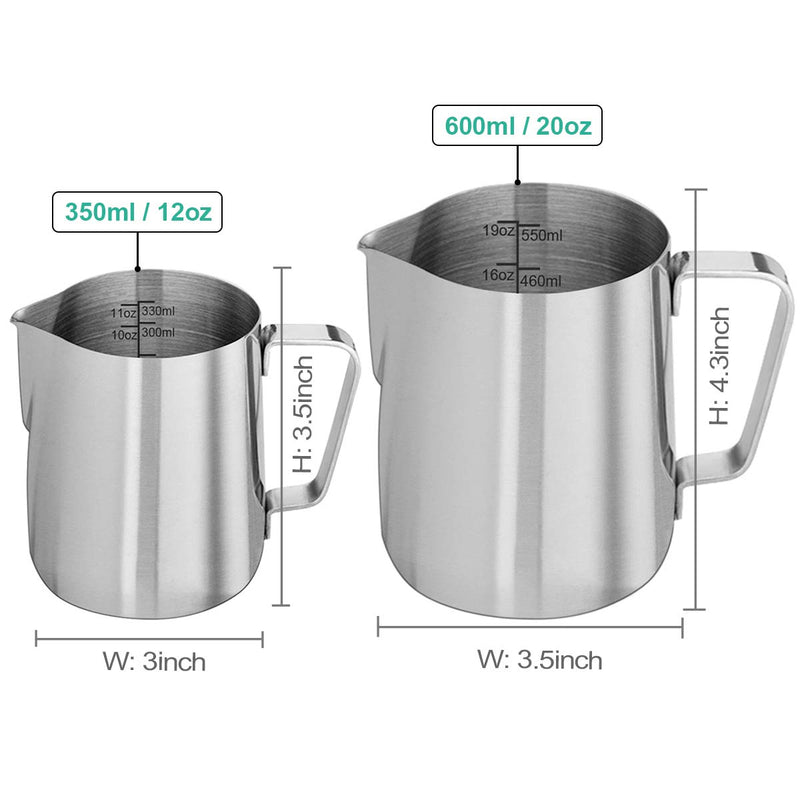  [AUSTRALIA] - Milk Frothing Pitcher, ENLOY Stainless Steel Creamer Frothing Pitcher, Perfect for Espresso Machines, Milk Frothers, Latte Art 12 oz (350 ml) Small Frosting Silver(12oz/350ml)