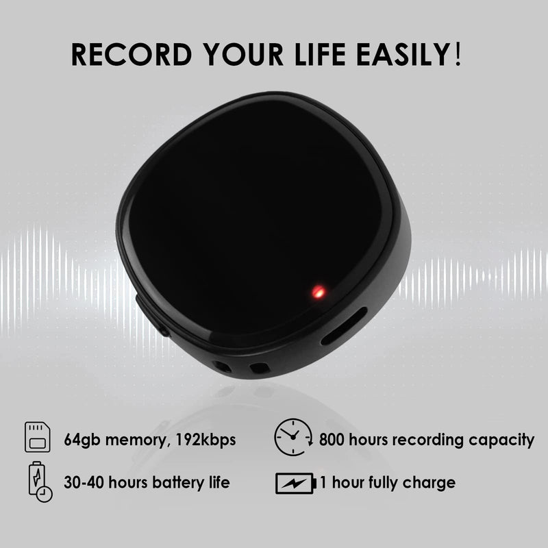  [AUSTRALIA] - Voice Recorder 64GB Magnetic Audio Activated Recorder Mini Recording Device 800 Hours Recording Capacity Portable Listening Device Playback Microphone MP3 Player for Work Lectures Meetings Interviews
