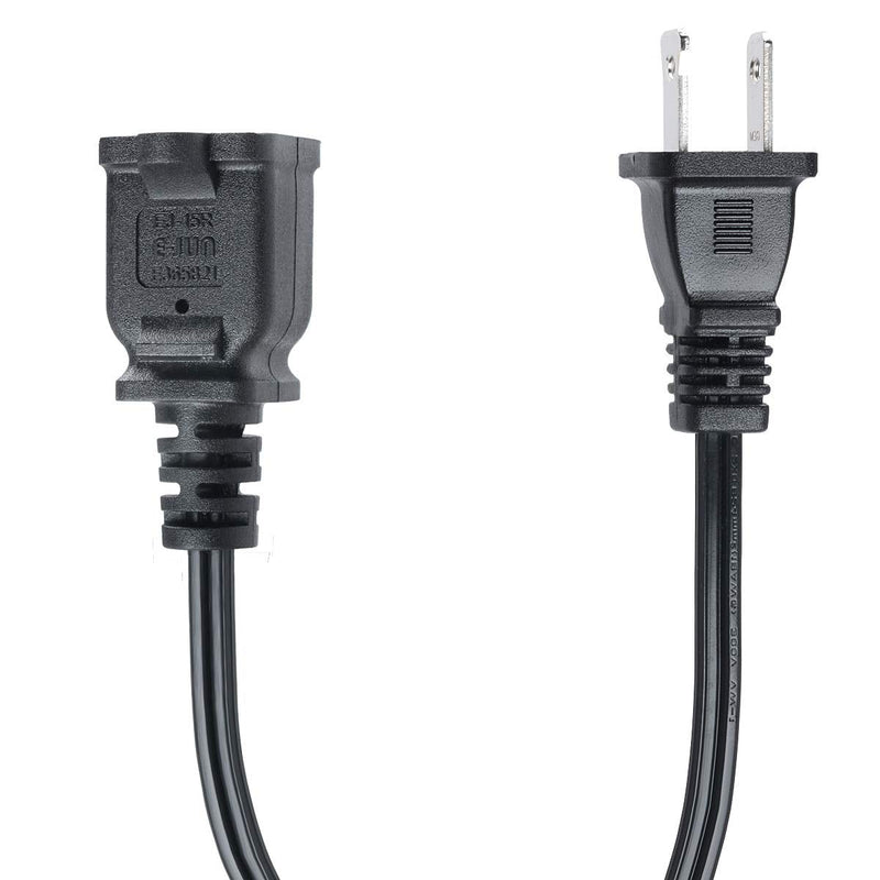  [AUSTRALIA] - VSEER 2 Prong Extension Cord US AC 2-Prong Male and Female Power Cable 13A/125V, USA Outlet Saver Power Extension Cord Cable for NEMA 5-15P to NEMA 5-15R (1FT) 1FT Black