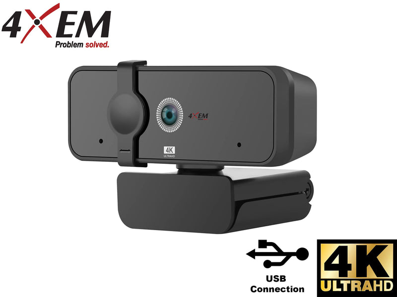  [AUSTRALIA] - 4XEM- 4K 8MP Mega Pixel Webcam with 5FT USB Cable and High Resolution Mic for Streaming, and Recording