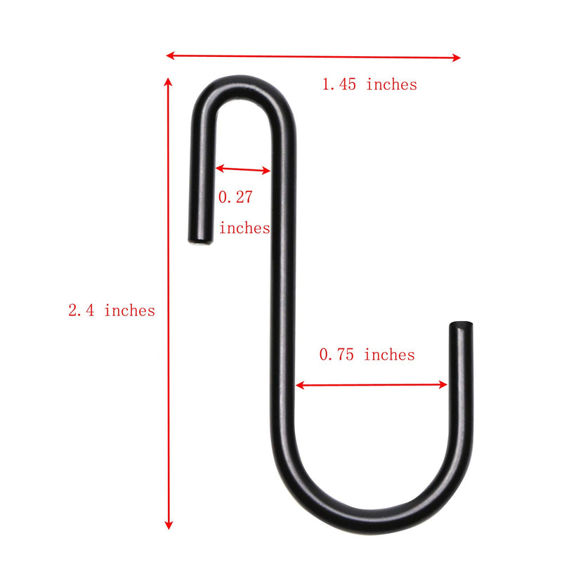 ONLYKXY 5 Pieces 2.4 Inch Carbon Steel Heavy Duty Black S Hooks Use in Kitchen, Bathroom, Bedroom and Office, Handing Hooks for Kitchenware, Spoons, Pans Pots, Utensils, Clothes, Bags, Towels, Plants - LeoForward Australia