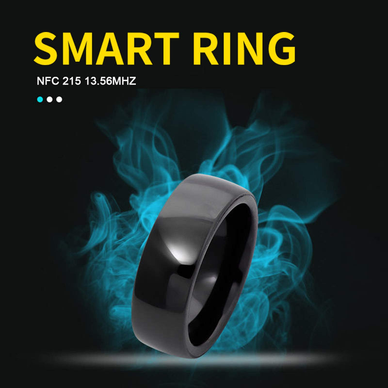  [AUSTRALIA] - HECERE Waterproof Ceramic NFC Ring, NFC Forum Type 2 215 496 bytes Chip Universal for Mobile Phone, All-round Sensing Technology Wearable Smart Ring, Wide Surface Fasion Ring for Men or Women 12#