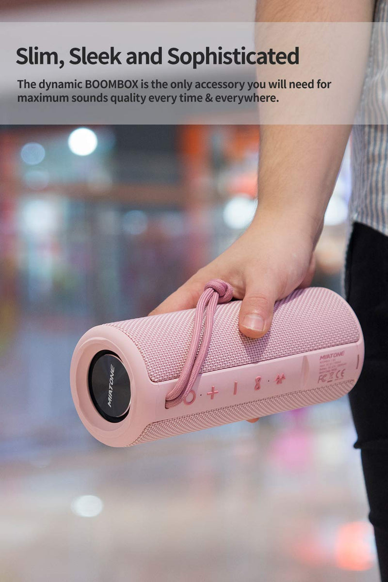 MIATONE Outdoor Portable Bluetooth Speaker Wireless Waterproof - Pink - LeoForward Australia