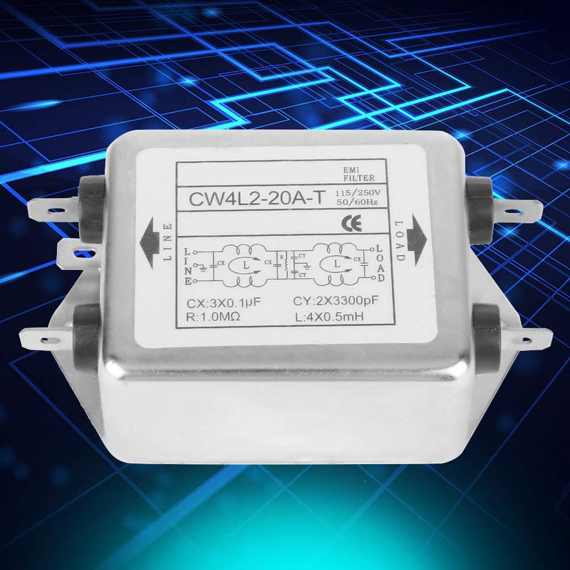  [AUSTRALIA] - Line Filter 230V, Power Emi Filter 20A, CW4L2-20A-T, Line Filter Single Phase Filter, EMI Power Filter, 115V/250V 20A 50/60Hz, Electromagnetic Interference Filter