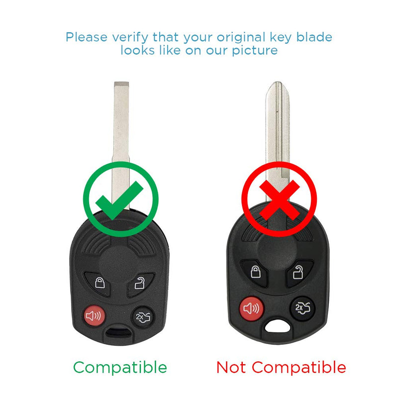 Keyless2Go Replacement for 2 New Uncut Keyless Remote Head Key Fob Ford Focus Escape Transit CMax OUCD6000022 164-R8046 - LeoForward Australia