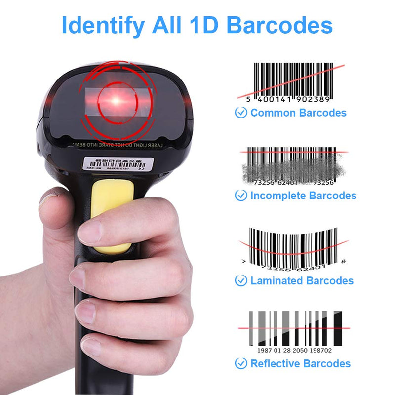  [AUSTRALIA] - Barcode Scanner Wireless, Basecent USB Quick Laser Barcode Scanner Reader (Lector De Codigo De Barras), Handheld Barcode Reader Scanner for Library Book, Warehouse Inventory, Store