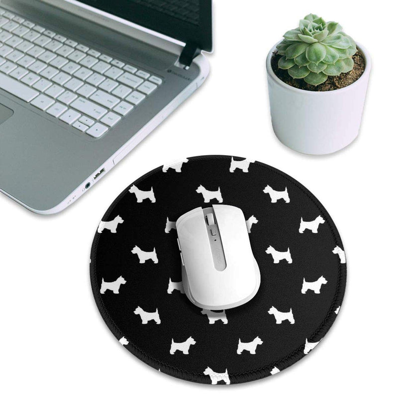 West Highland Terrier Dog Mouse Pad Black for Computer Laptop Funny Round Gaming Mousepad Office Desk Accessories - LeoForward Australia