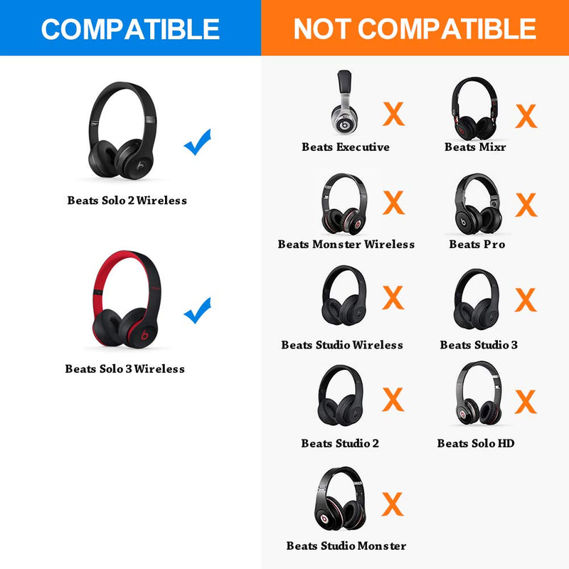  [AUSTRALIA] - Link Dream Replacement Ear Pads for Beats Solo 2 Solo 3 - Replacement Ear Cushions Memory Foam Earpads Cushion Cover for Solo 2 & Solo 3 Wireless Headphone (Black) Black