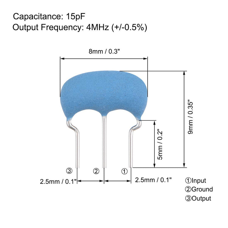  [AUSTRALIA] - uxcell Ceramic Resonator Crystal Oscillator 4MHz 15pF 3 Pin DIP, Blue 5 Pieces