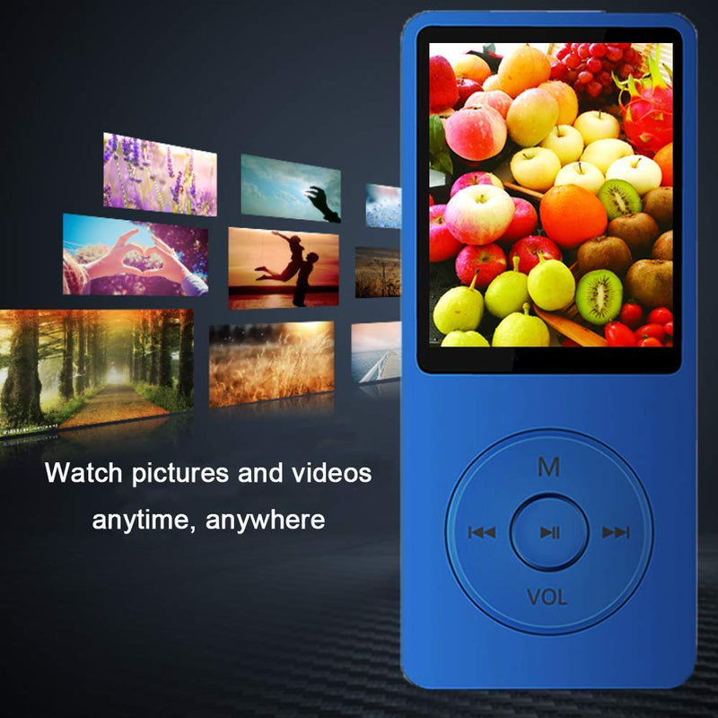  [AUSTRALIA] - MP3 Player, Music Player with 16GB Micro SD Card, Build-in Speaker/Photo/Video Play/FM Radio/Voice Recorder/E-Book Reader, Supports up to 128GB Blue