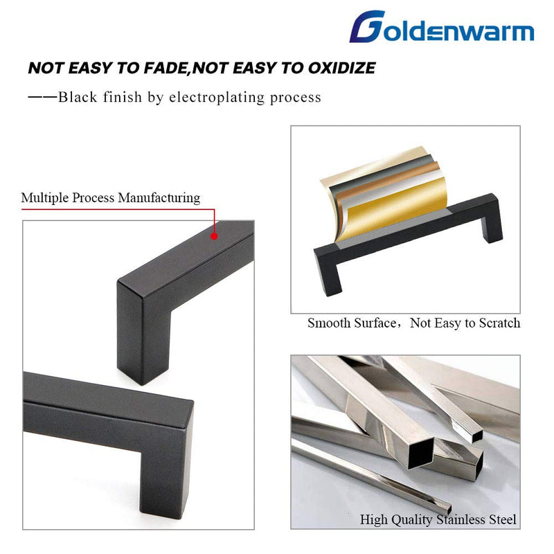  [AUSTRALIA] - Goldenwarm 5 Pack Black Square T Bar Single Hole Knobs Cabinet Pull Drawer Handles Stainless Steel Modern Hardware for Kitchen and Bathroom Cabinets Cupboard Kitchen Cabinet Knobs