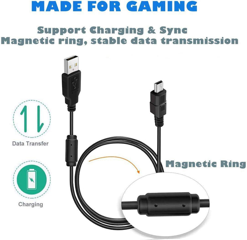  [AUSTRALIA] - 2 Pack 10ft PS3 Controller Charging Cable, USB 2.0 Type A to Mini B Cable Sync Cord for Sony Playstation 3 PS3/ PS3 Slim/PS Move Controllers, Cell Phones, Digital Cameras, TI-84 Plus CE etc