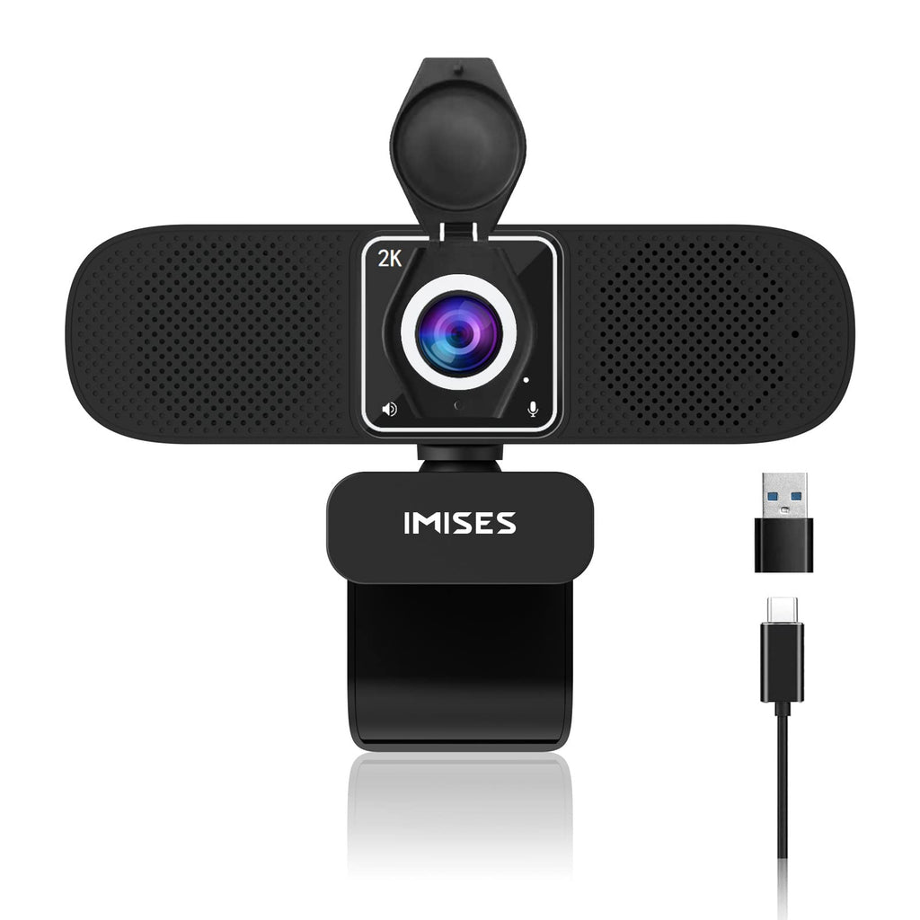  [AUSTRALIA] - 3 in 1 Webcam - Webcam with Microphone and Speaker, 2K QHD, Autofocus Laptop Camera w/White Balance, Noise Reduction Computer Camera for Conference/Streaming, USB C Plug & Play with Privacy Cover Midnight 2k all-in-one webcam