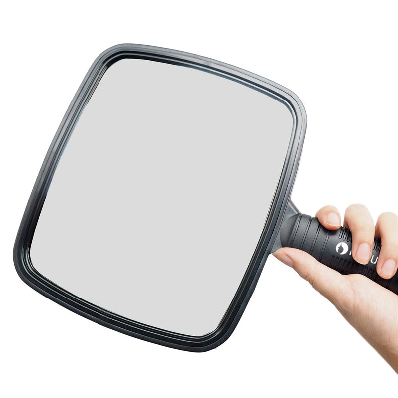 HYOUJIN Handheld Mirror Large Hand Mirror Hairdressers Professional Salon Mirror Tool with Handle Black - LeoForward Australia