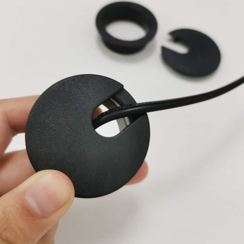  [AUSTRALIA] - Ambrane Extended Neck Washer Grommets,2 Pcs Table Grommet,1-3/8 Inch Mounting Cord Grommet,Use for Organize The Wires from Computer Desks,PC Peripheral,Office Equipment,Black