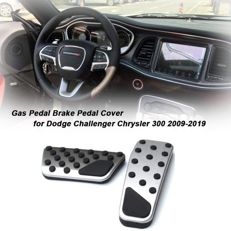  [AUSTRALIA] - Dodge Challenger Chrysler Non-Slip Accelerator Gas Pedal and Brake Pedals Cover Aluminum Performance Foot Pedal Pads Auto Brake Pedal Pad Kit Fit for Dodge Challenger Charger Chrysler 300 2009-2019