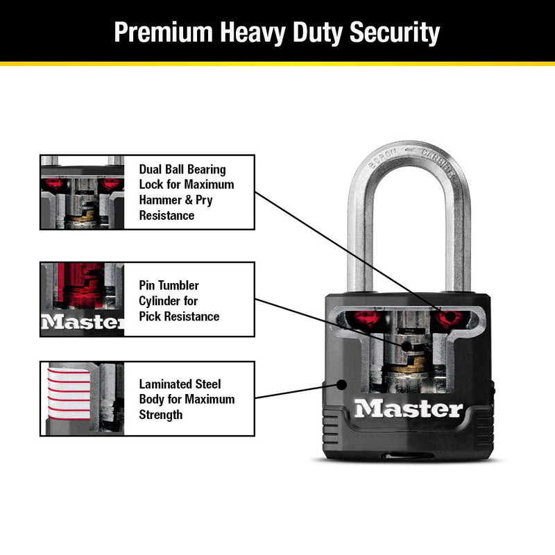  [AUSTRALIA] - Master Lock M115XDLF Magnum Heavy Duty Outdoor Padlock with Key, 1 Pack