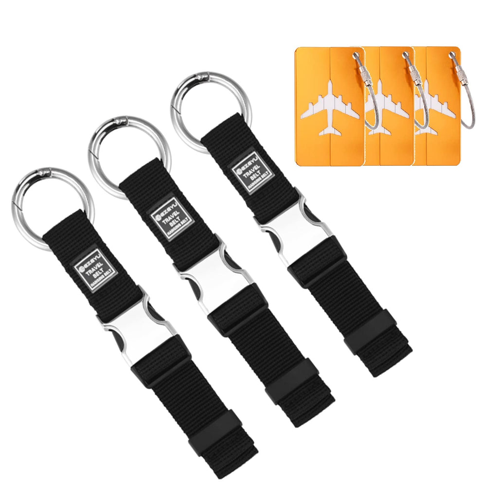  [AUSTRALIA] - 3PCS Heavy Duty Add a Bag Luggage Straps Jacket Gripper 3PCS Luggage Tag Suitcase TravelTags with Name ID Card ,Carry-on Luggage Belt Baggage Suitcase Straps Belts Travel Accessories (Black) Black