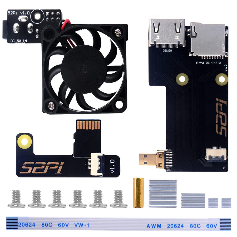  [AUSTRALIA] - GeeekPi 1U Rack Accessories for Raspberry Pi 4B, Raspberry Pi Fan, Aluminum Heatsink, Micro HDMI to HDMI Board, TF Card to FPC Boards for Raspberry Pi 4B