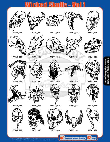  [AUSTRALIA] - Skulls Clipart-Vinyl Cutter Plotter Clip Art Images-Sign Design Vector Art Graphics CD-ROM (Volumes 1+2)