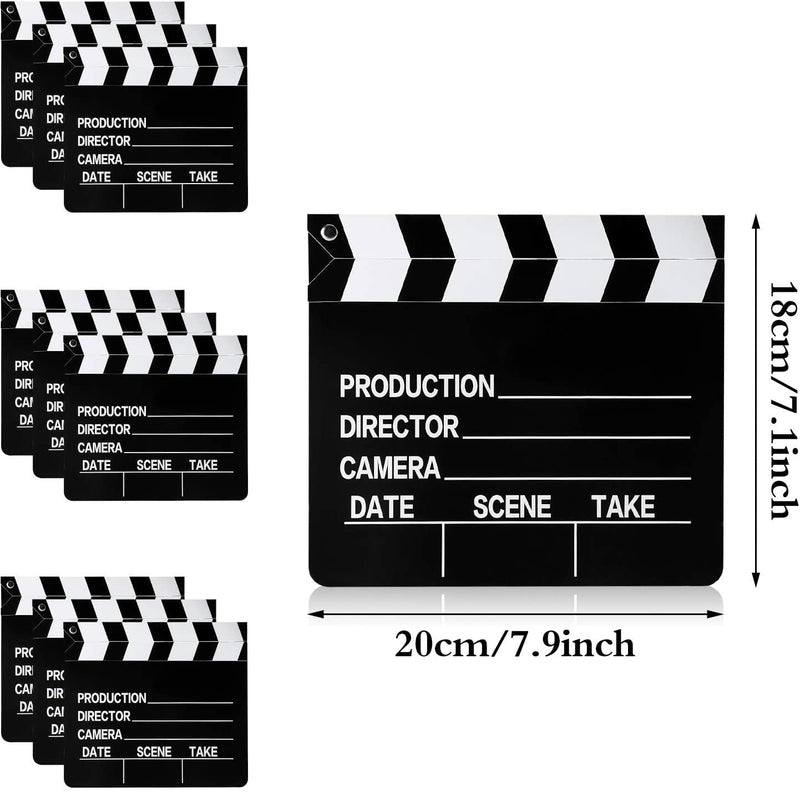  [AUSTRALIA] - 10 Pieces Movie Film Clap Board, 7 x 8 Inch Cardboard Movie Clapboard Movie Directors Clapper Writable Cut Action Scene Board for Movies Films Photo Props