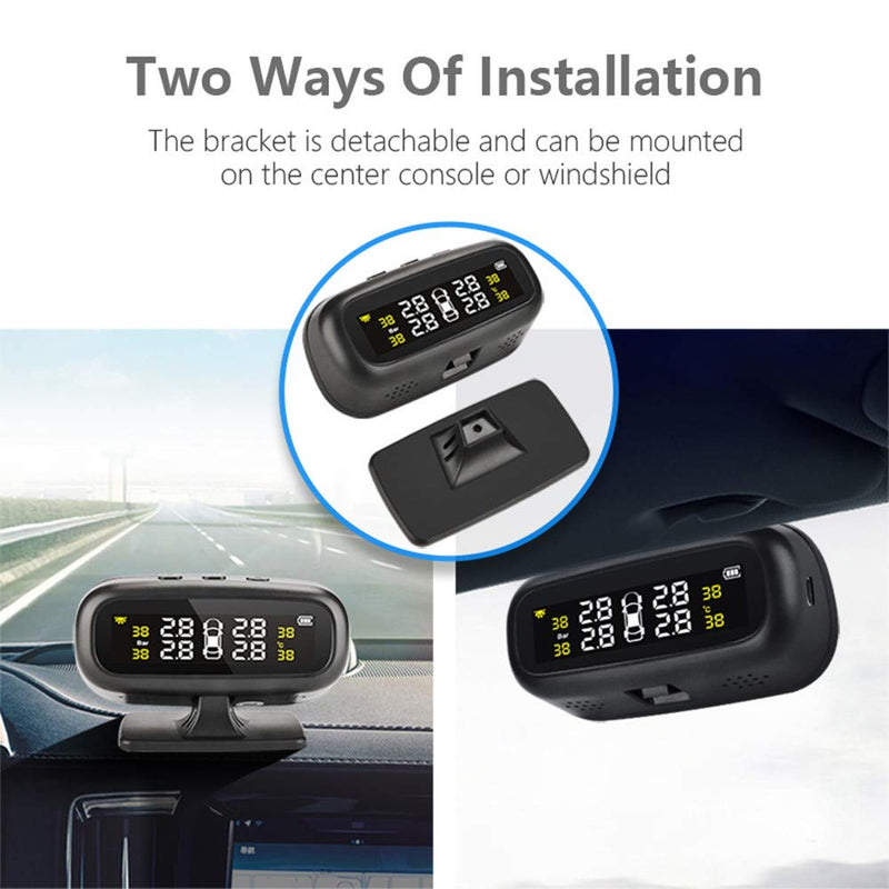 Jansite Solar Tire Pressure Monitoring System TPMS Universal Installed on Windowshield Wireless with 4 External Sensors Real-time Display 4 Tires' Pressure & Temperature Low 20-37PSI High 39-62PSI - LeoForward Australia