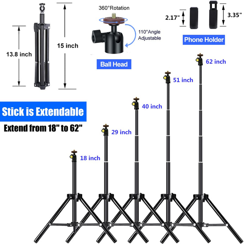  [AUSTRALIA] - Selfie Stick Tripod, 62 inch Extendable Detachable Selfie Stick Tripod Stand with Remote for iPhone 14 13 12 Pro MAX Samsung Galaxy S23 S22 S21 Ultra