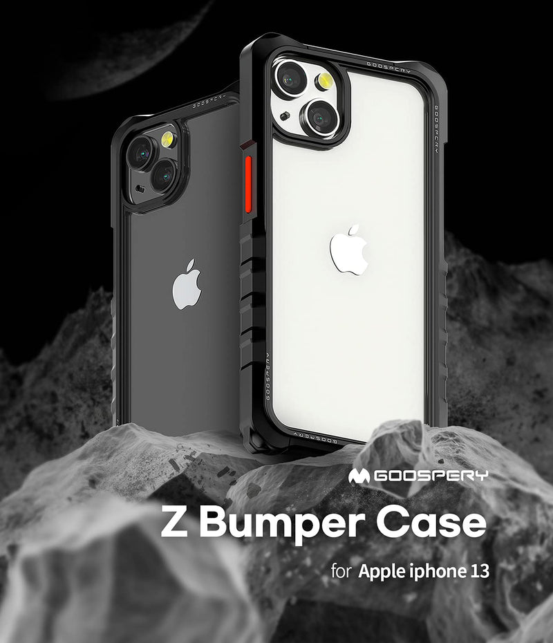  [AUSTRALIA] - Goospery Z Bumper Compatible with iPhone 13 Case [Strap Included] Shock Absorbing Dual Layer Structure TPU Edge Crystal Clear PC Back Cover with Shoulder Strap (Black) IP13-ZBM-BLK-STR