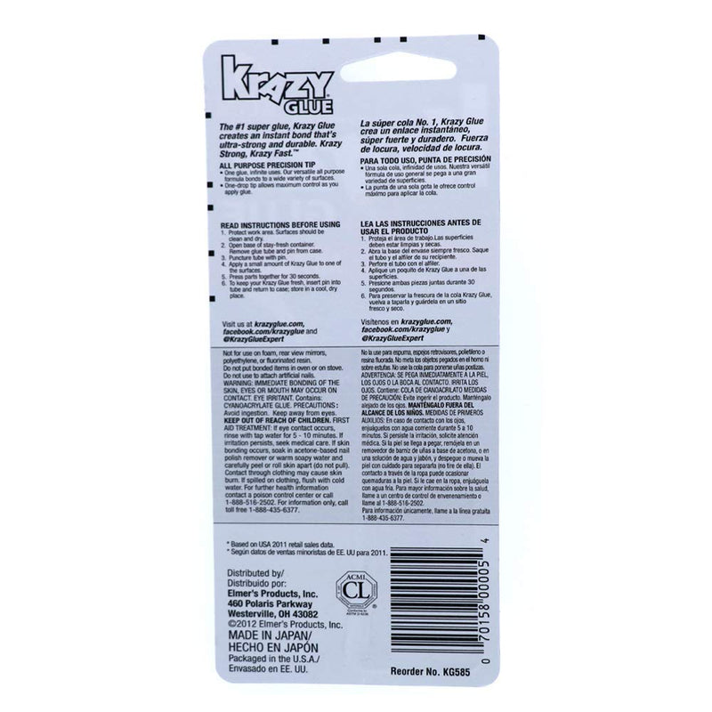  [AUSTRALIA] - OCD Bargain Krazy Glue Original Adhesive - Super Glue - Precision Tip - Multi-Purpose One Drop Applicator (4) 4