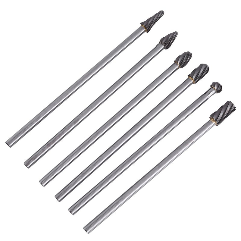 6pcs 6mm Shank Tungsten Carbide Rotary Files Burr Set Point Burrs Die Grinder Aluminum 10mm Head - LeoForward Australia