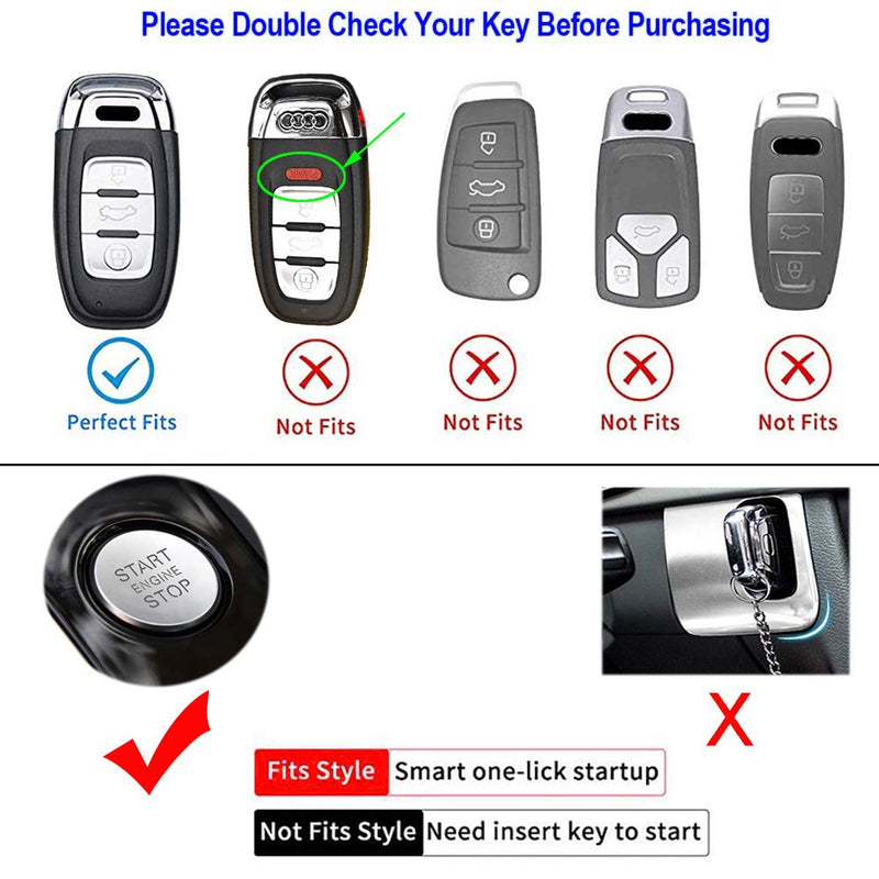 Royalfox(TM) 3 buttons 3d bling smart keyless entry remote Key Fob case Cover For Audi , don't fit insert key to start remote key (Silver) - LeoForward Australia