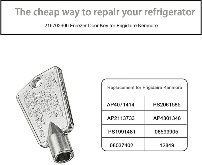  [AUSTRALIA] - 216702900 Freezer Door Key Replacement for Freezer Keys Metal Frigidaire AP4071414 PS2061565 AP2113733 AP4301346 PS1991481 06599905 08037402 12849（2PCS)