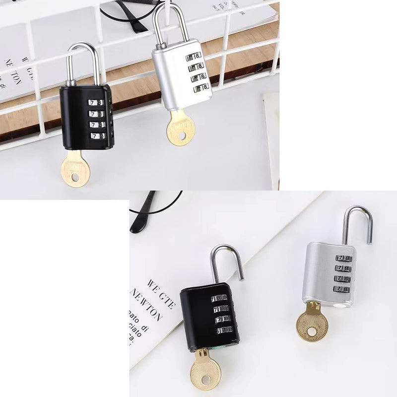  [AUSTRALIA] - 2 Pack Combination Padlock, 4 Digit Resettable Outdoor Waterproof Padlock with Keys, Combo Lock for School, Sports or Gym Locker, Employee Locker, Fence, Gate, Case, Toolbox, Hasp Storage Black/Silver