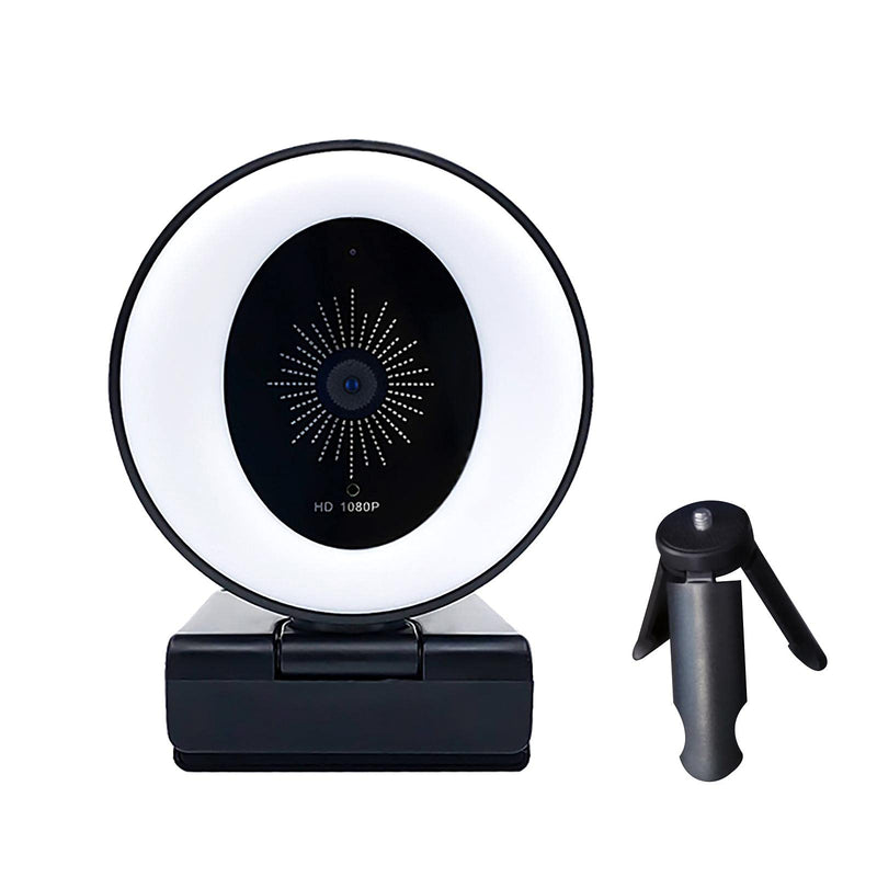  [AUSTRALIA] - BWWNBY Webcam with Microphone for Desktop, 1080P Ring Light Full HD USB Computer Cameras with Tripod, Streaming Webcam with Rotable for Android/PC/Linux/Windows/Laptop(Black) Black