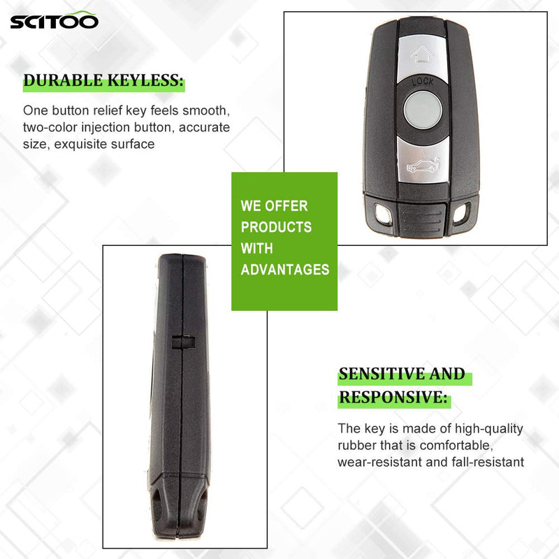  [AUSTRALIA] - SCITOO Compatible with Keyless Entry Kit, 2X New Uncut Replacement w/Chip fit BMW 1 3 5 6 7 Series KR55WK491 Smart Remote keyless Key Fob