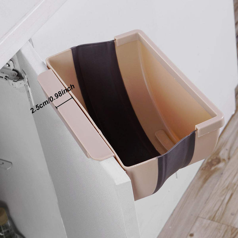  [AUSTRALIA] - ONO BLUE Hanging Trash Can Wall Mounted Waste Bin Foldable Waste Bins Small Compact Garbage Can for Cabinet Kitchen Drawer Bedroom Dorm (Beige) Small-be